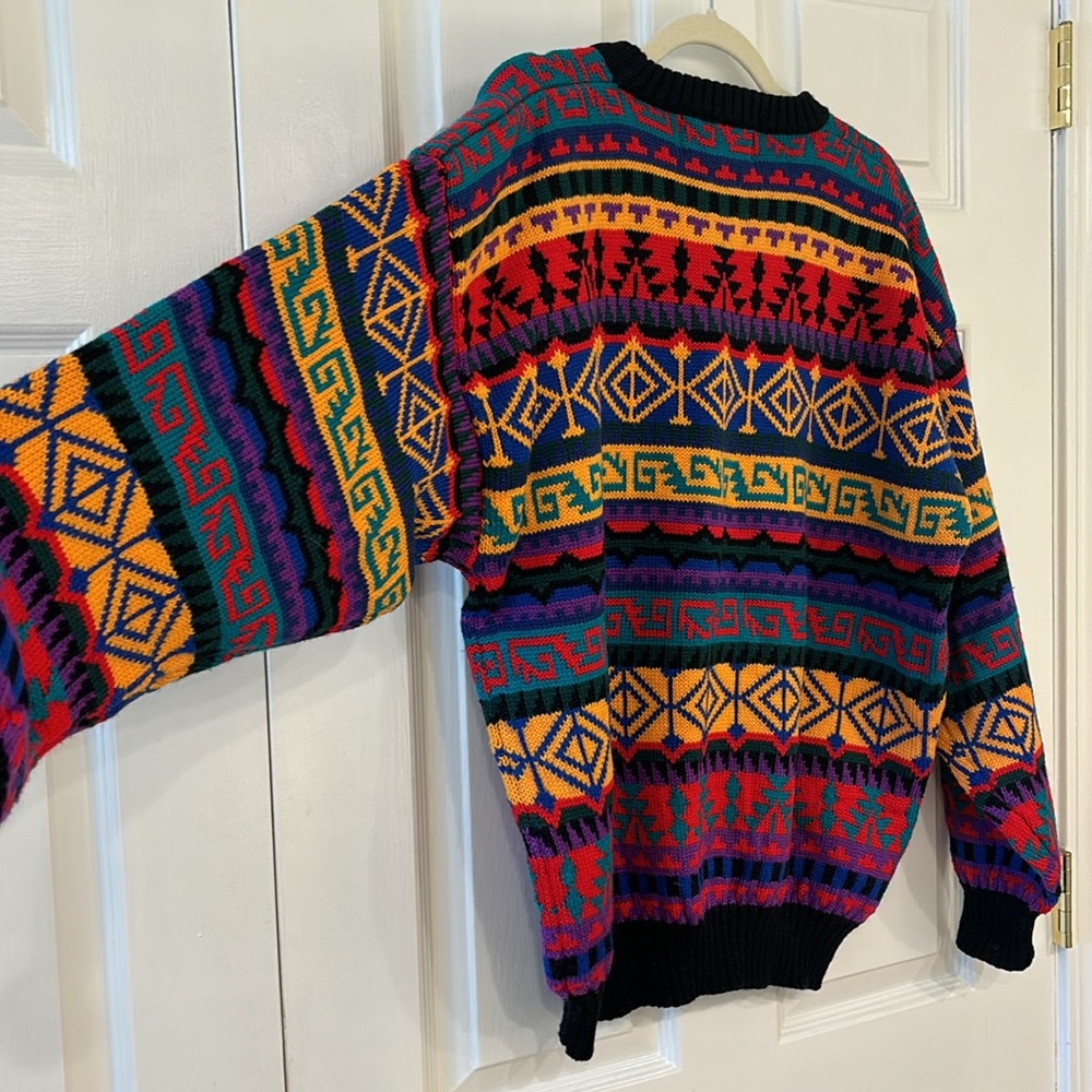 Vintage Obermeyer Colorful Retro Crewneck Wool Ski Sweater Mens size Large - Picture 6 of 7